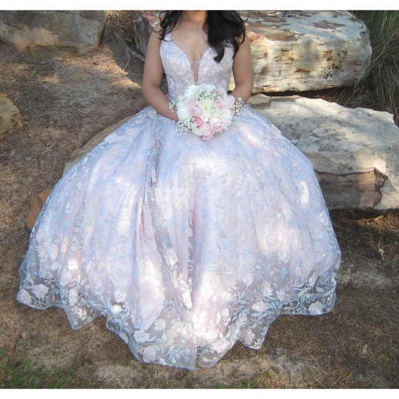 Pink Ball Gown. Worn once for an hour or so. Corset ties in back. Perfect. - Picture 6 of 6